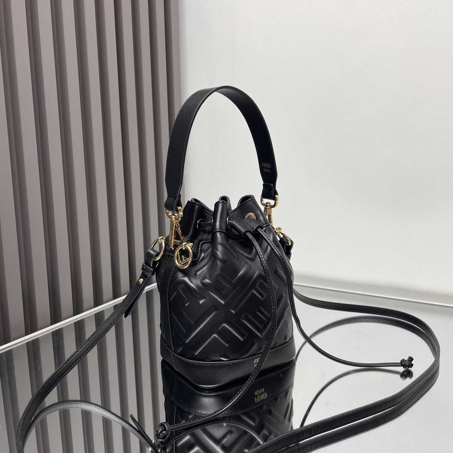 Fendi Mon Tresor Black Leather Mini-bag With FF Motif - FashionPlug