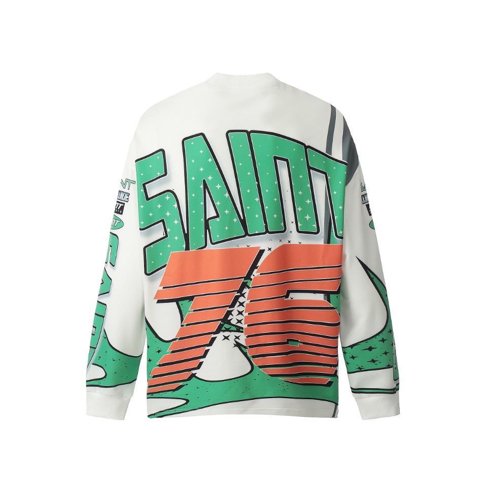Saint Michael Printed Long Sleeve T-Shirt - FashionPlug