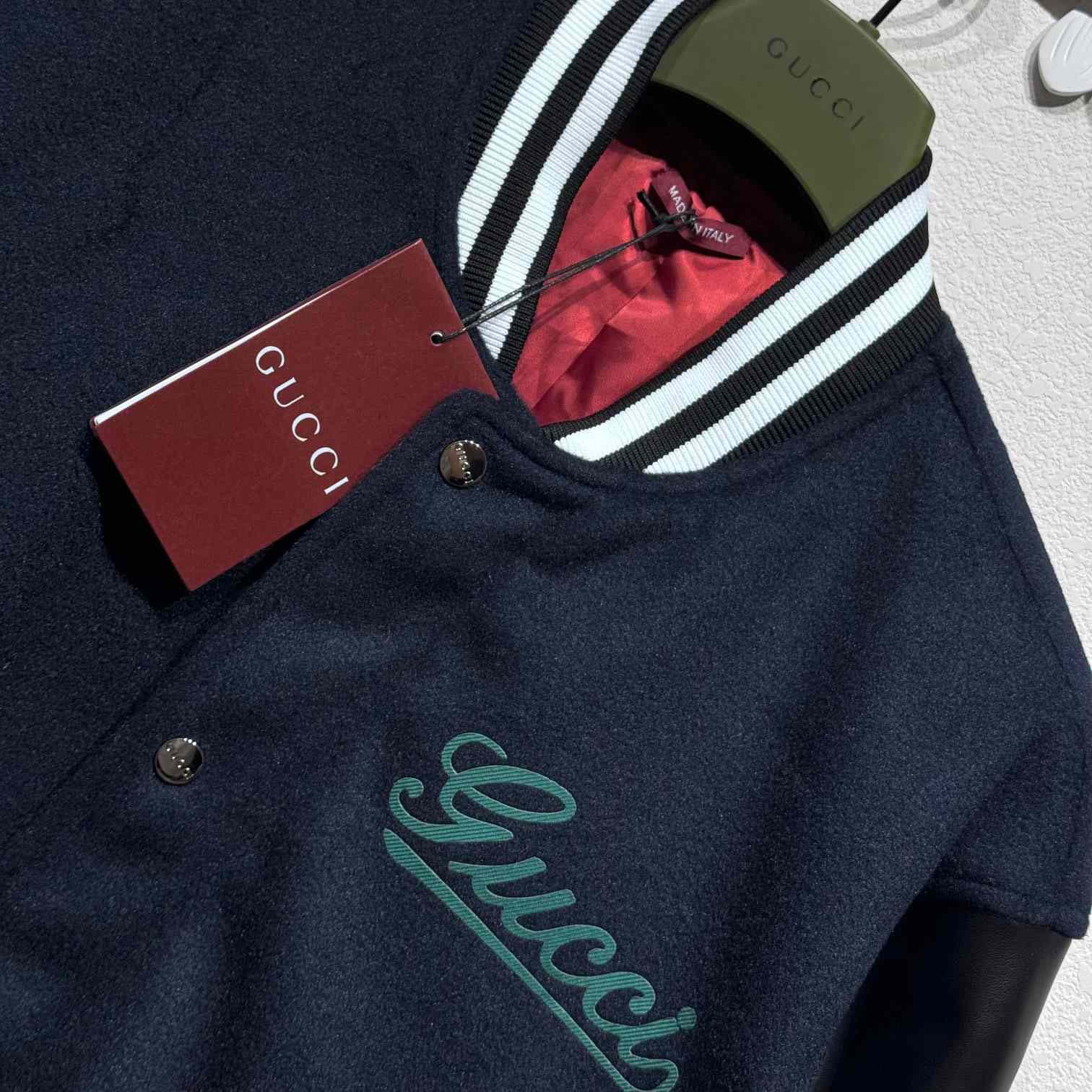 Gucci Wool And Leather Varsity Jacket - FashionPlug