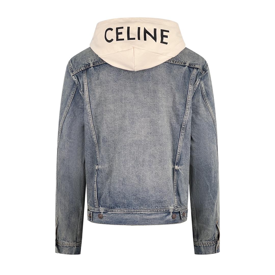Celine Trucker Jacket In Union Wash Denim - FashionPlug