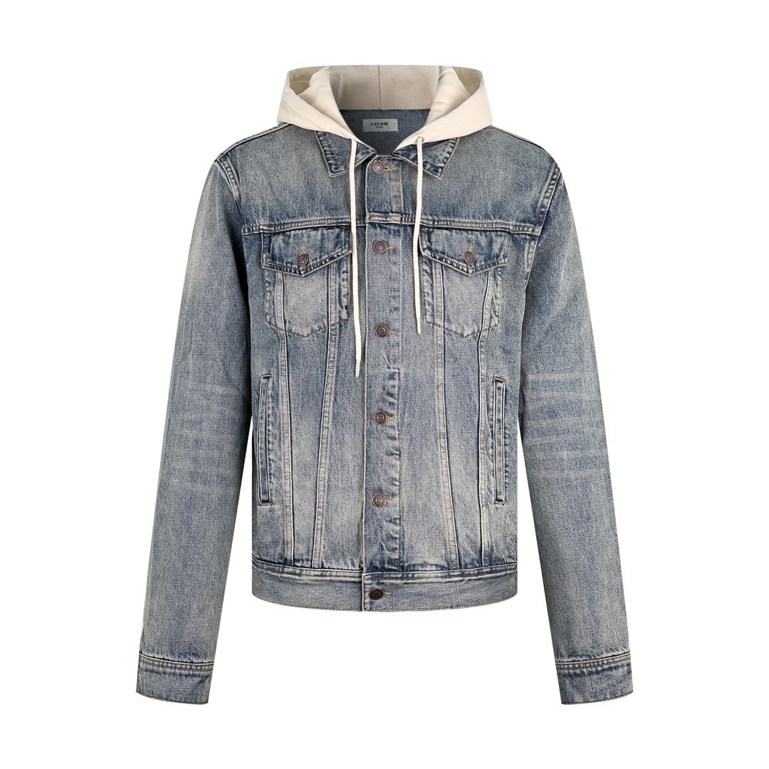 Celine Trucker Jacket In Union Wash Denim - FashionPlug
