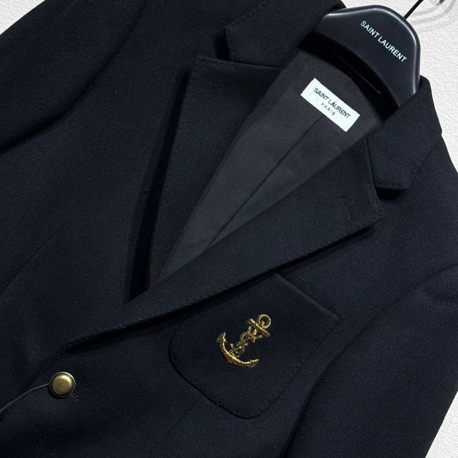 Saint Laurent Anchor Black Blazer Jacket - FashionPlug