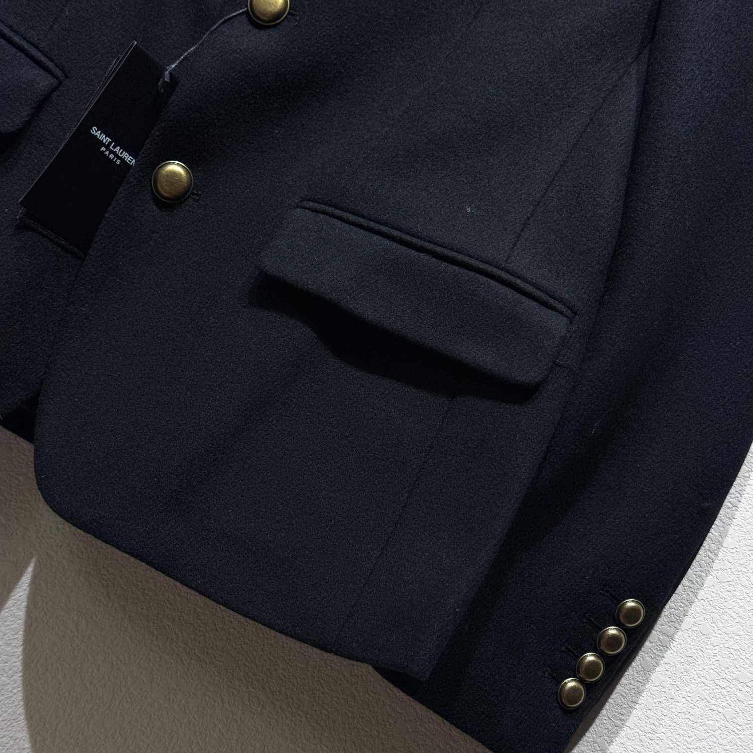 Saint Laurent Anchor Black Blazer Jacket - FashionPlug