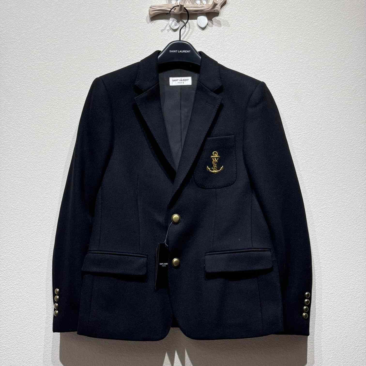 Saint Laurent Anchor Black Blazer Jacket - FashionPlug
