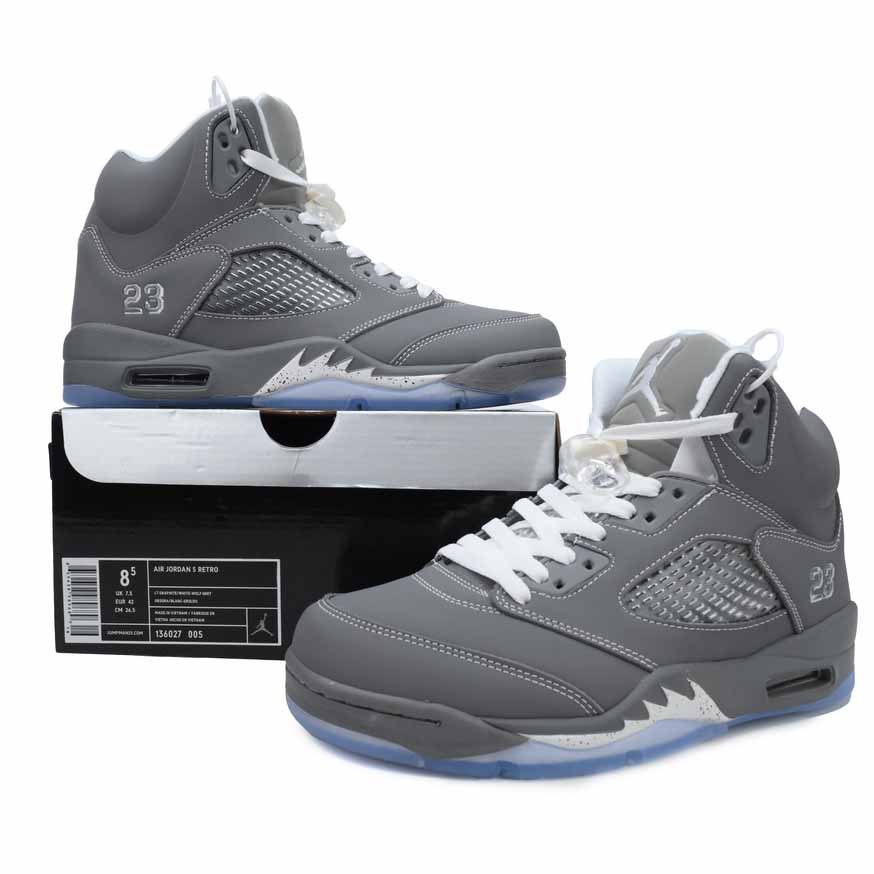 Air Jordan 5 Retro 'Wolf Grey' Sneakers     136027-005  - FashionPlug