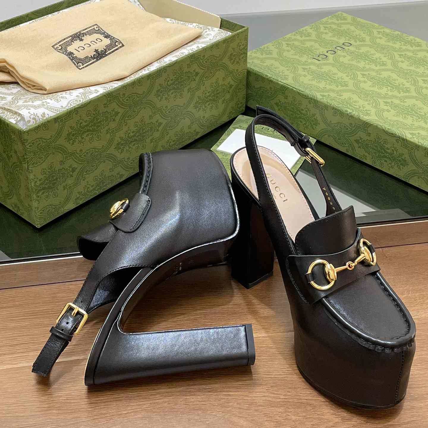 Gucci Women's Horsebit Platform Loafer Slingback - FashionPlug