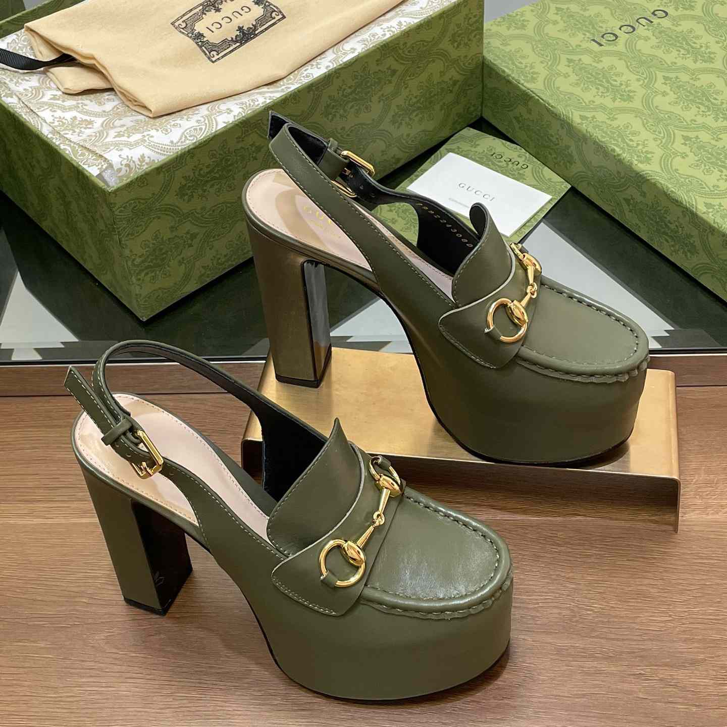 Gucci Women's Horsebit Platform Loafer Slingback - FashionPlug
