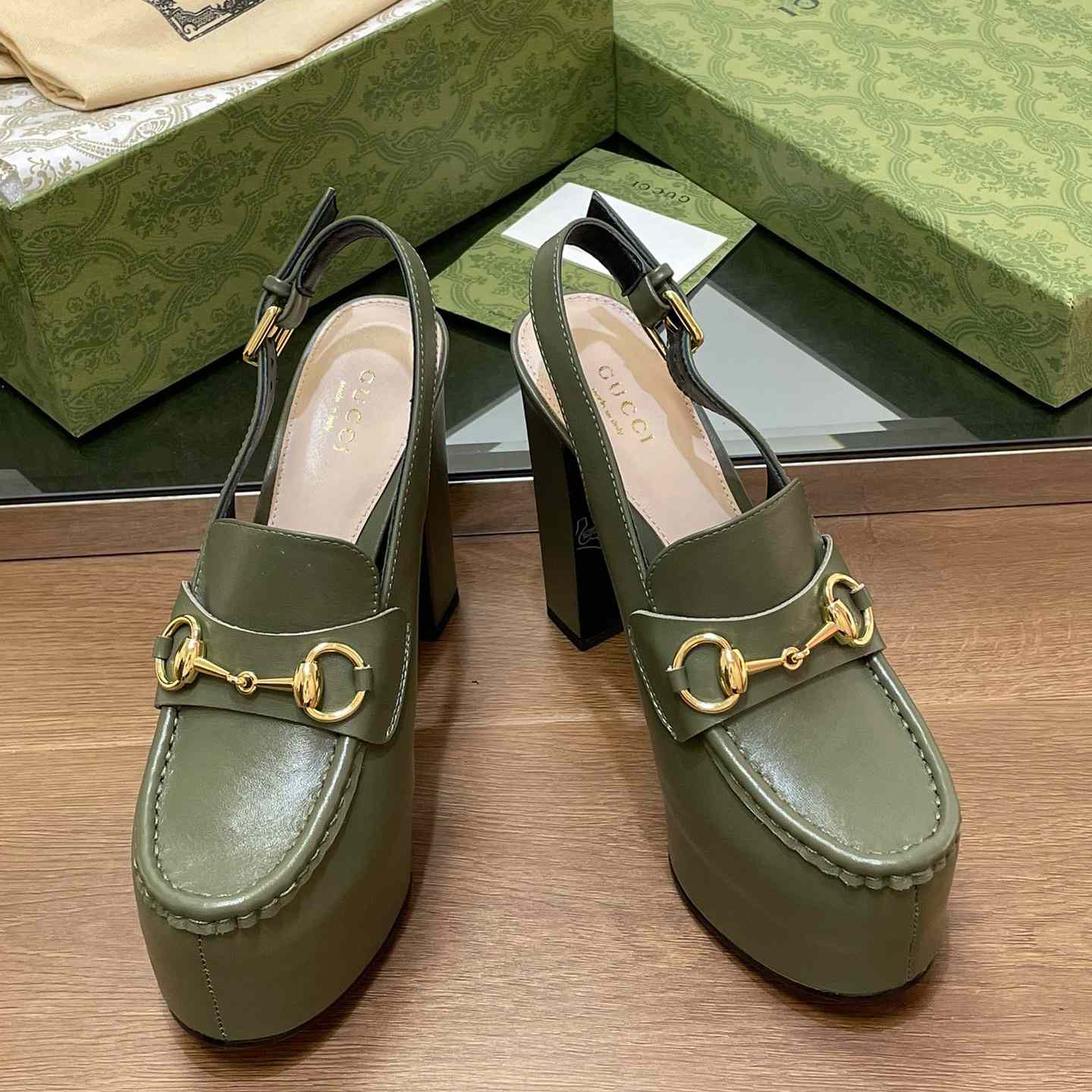 Gucci Women's Horsebit Platform Loafer Slingback - FashionPlug