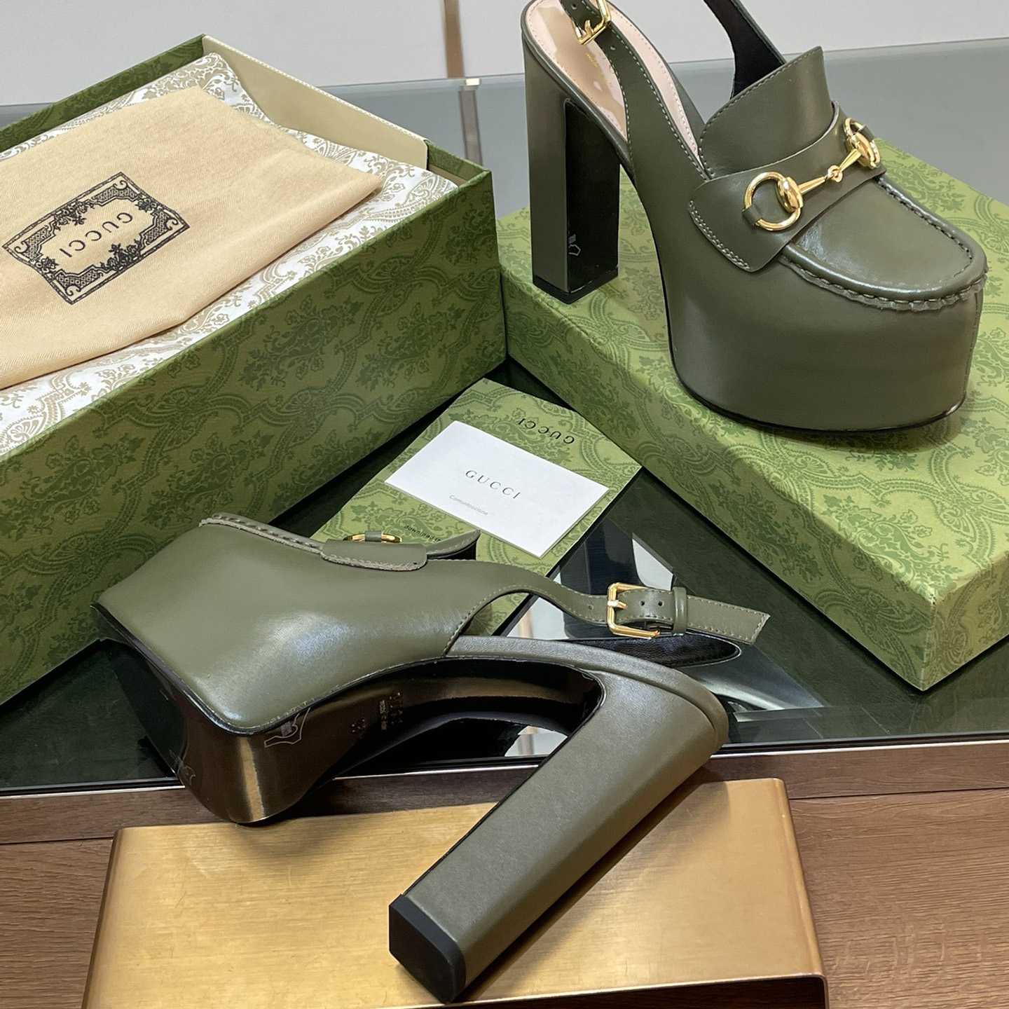 Gucci Women's Horsebit Platform Loafer Slingback - FashionPlug