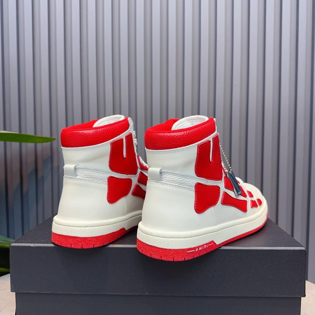 Amiri Leather-Textile High-Top Sneakers - FashionPlug