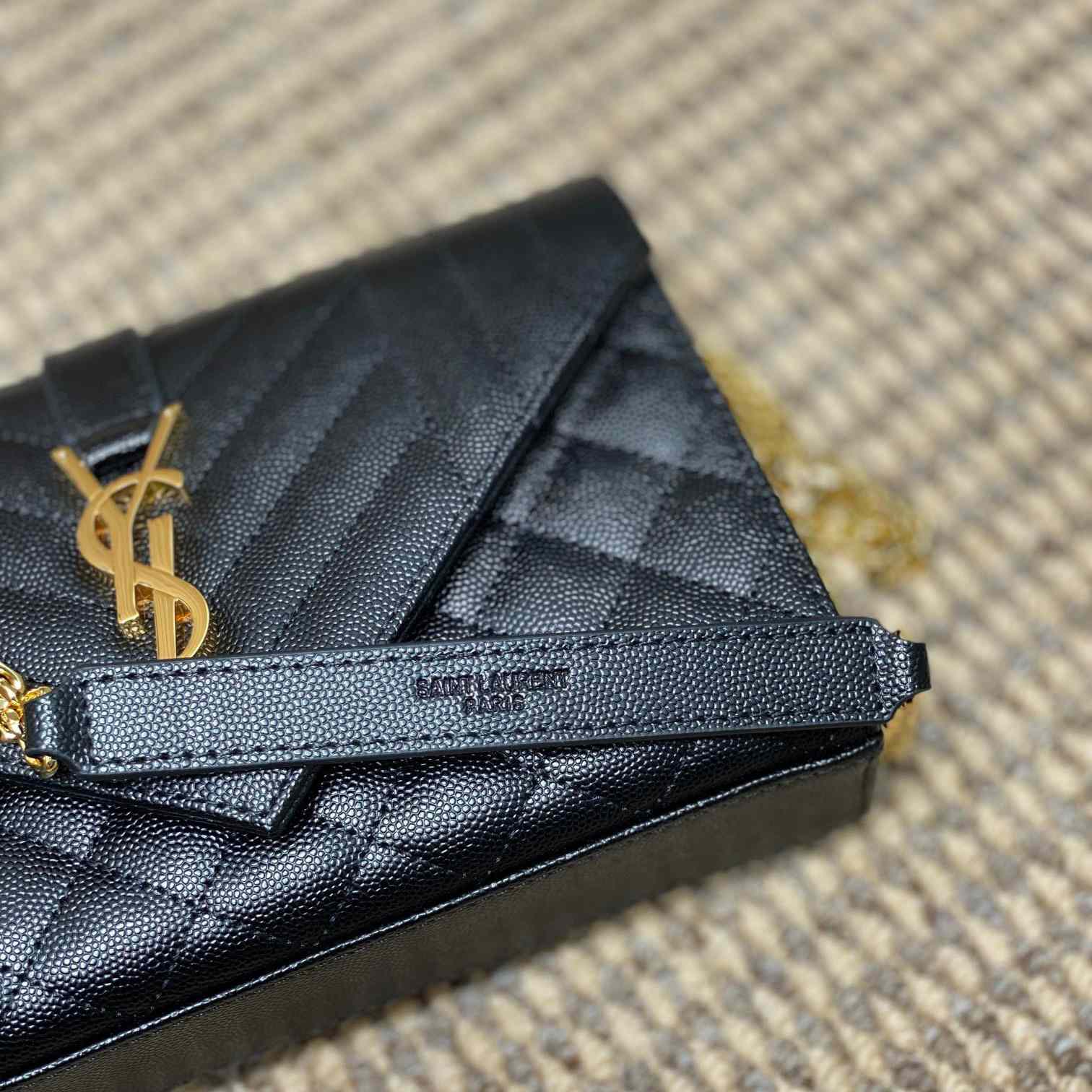 Saint Laurent Envelope Small In Quilted Grain De Poudre Embossed Leather - FashionPlug