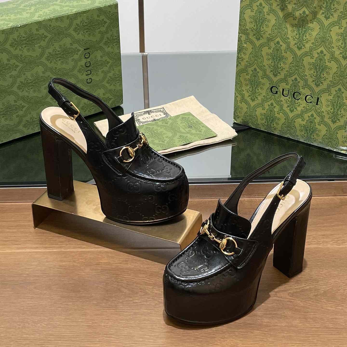 Gucci Women's Horsebit Platform Loafer Slingback - FashionPlug