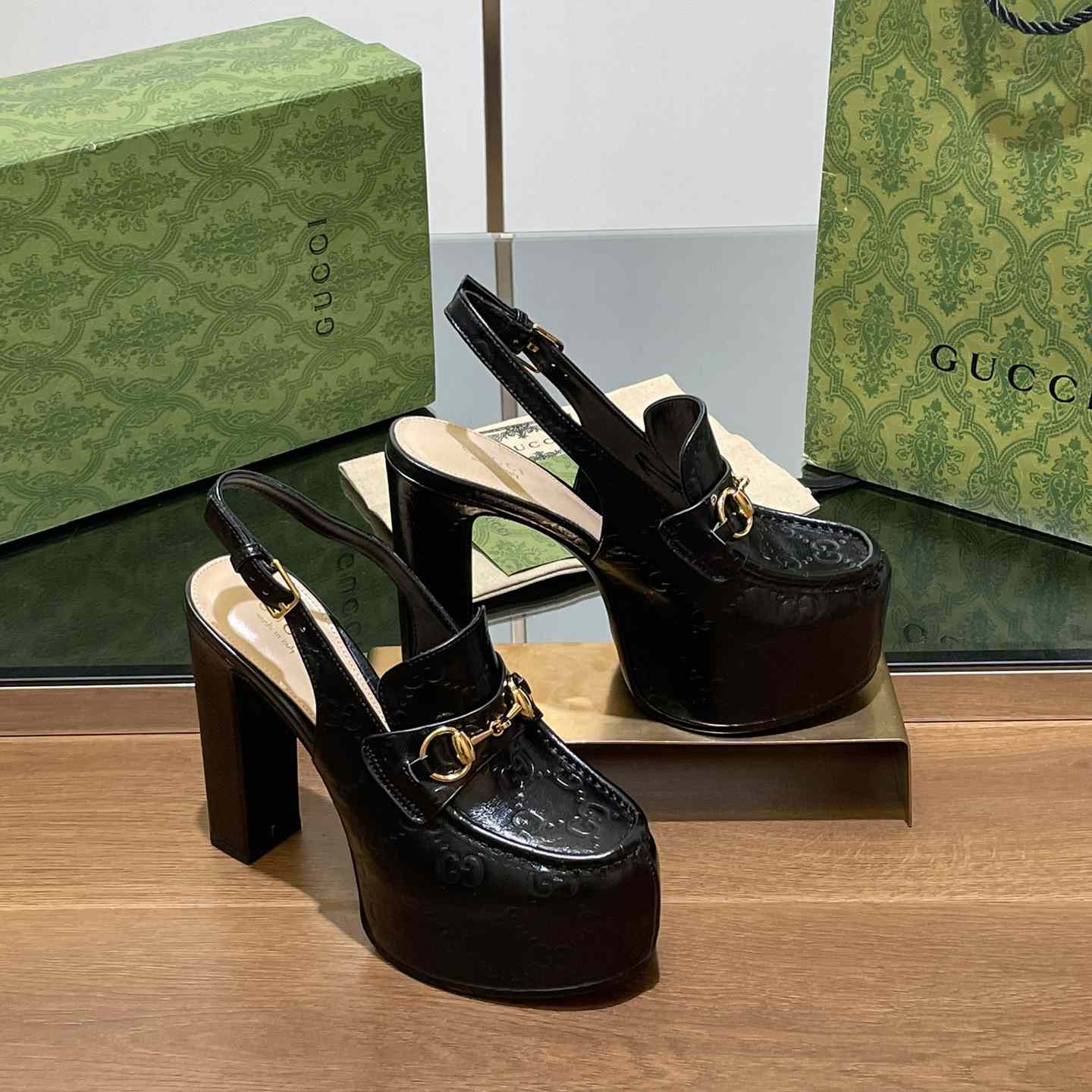 Gucci Women's Horsebit Platform Loafer Slingback - FashionPlug