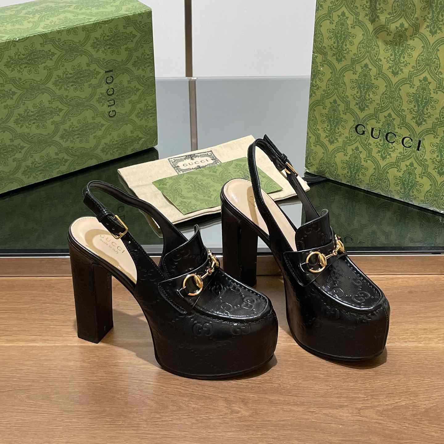 Gucci Women's Horsebit Platform Loafer Slingback - FashionPlug