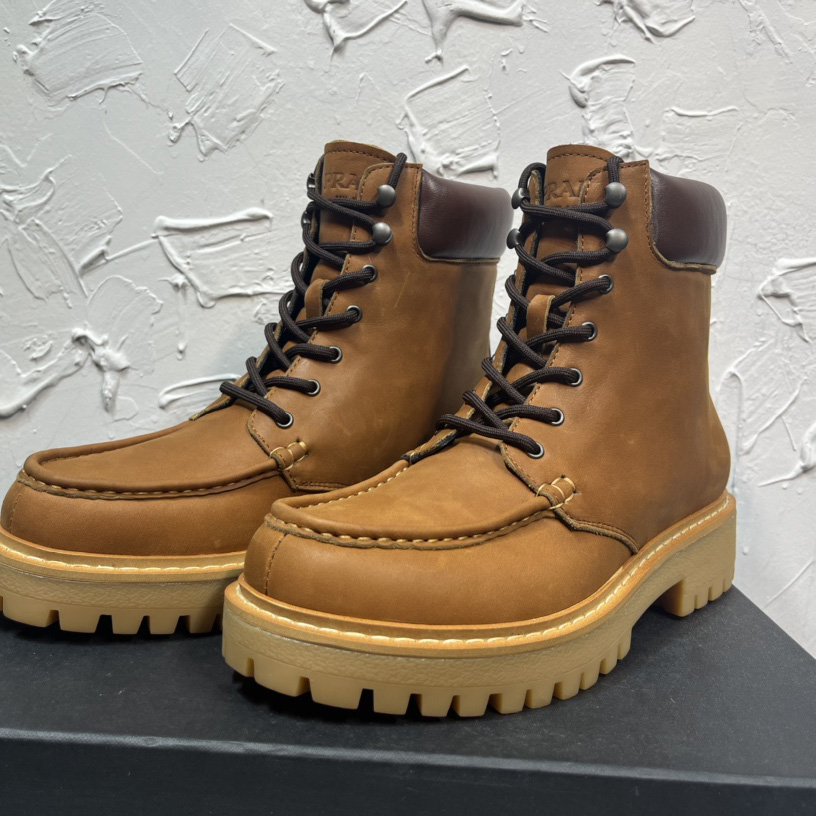Prada Lug-sole Leather Boots - FashionPlug