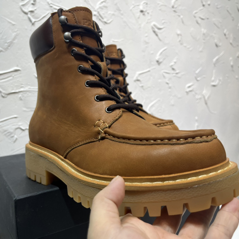 Prada Lug-sole Leather Boots - FashionPlug
