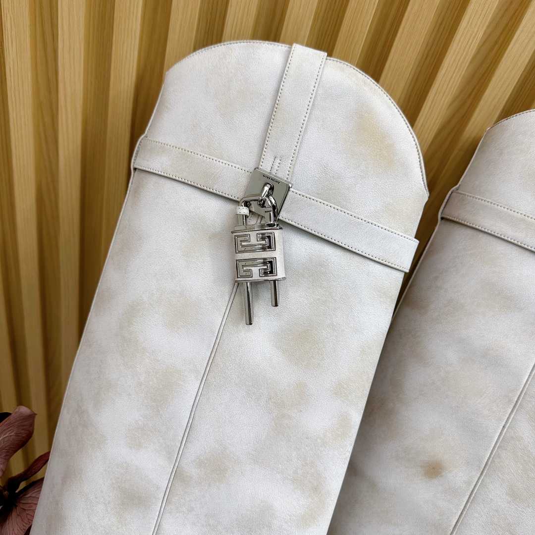 Givenchy Shark Lock Cowboy Boots In Aged Leather - FashionPlug