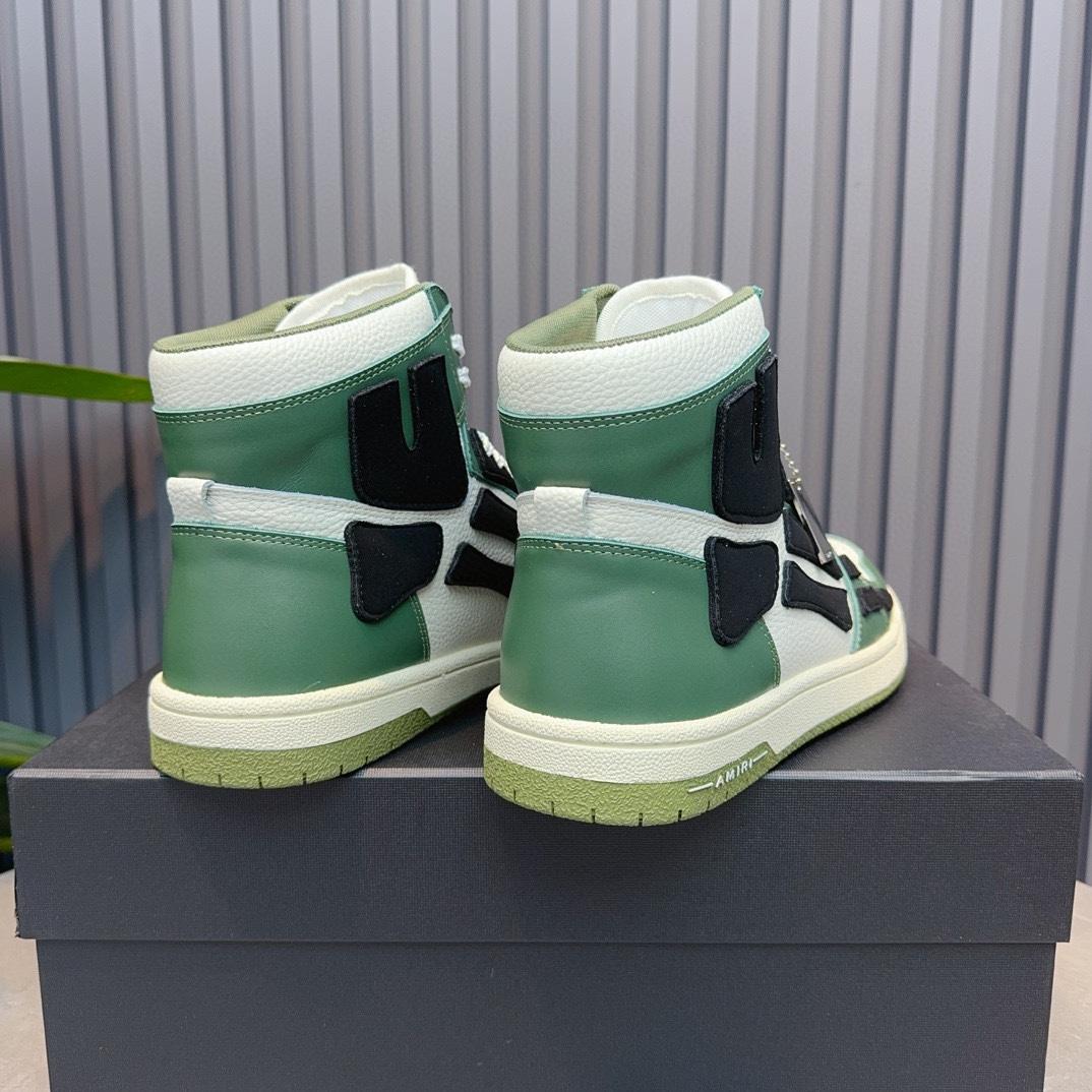Amiri Leather-Textile High-Top Sneakers - FashionPlug