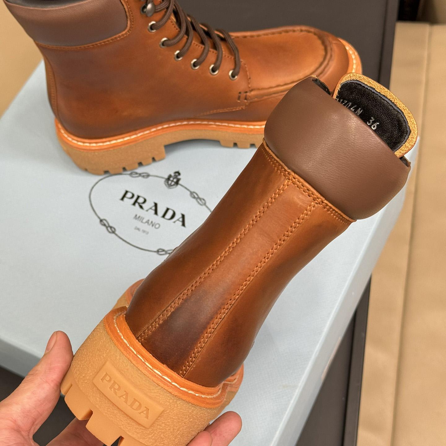 Prada Lug-sole Leather Boots - FashionPlug