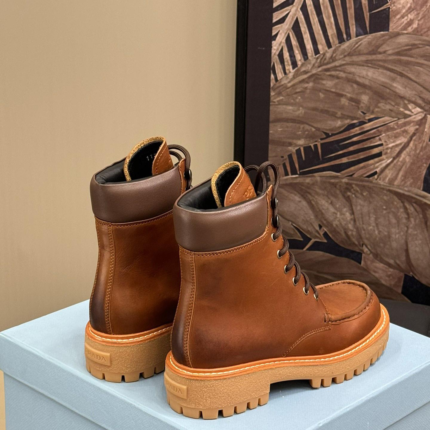 Prada Lug-sole Leather Boots - FashionPlug
