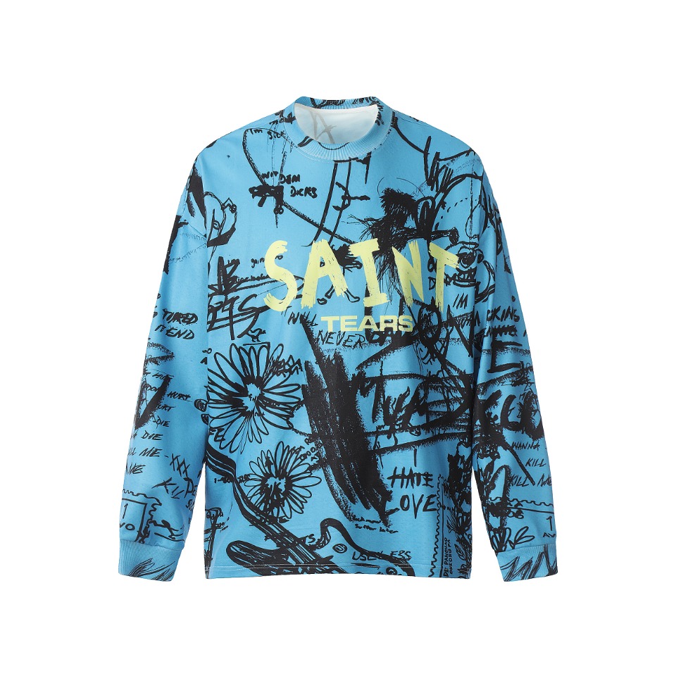 Saint Michael Printed Long Sleeve T-Shirt - FashionPlug