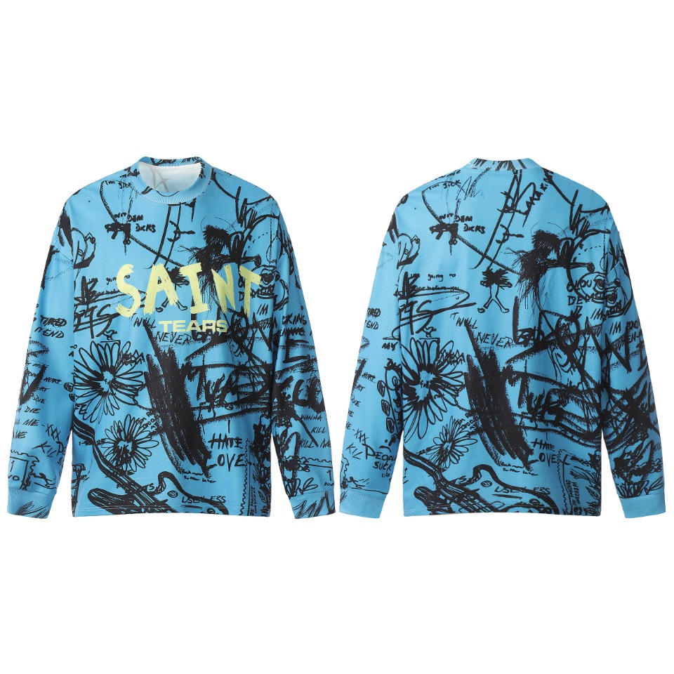 Saint Michael Printed Long Sleeve T-Shirt - FashionPlug