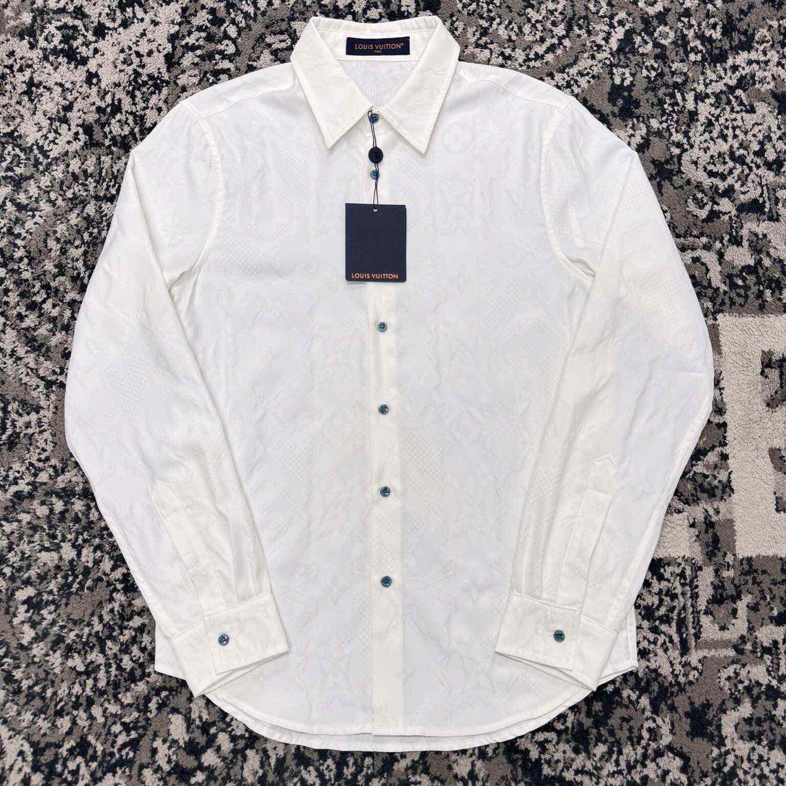 Louis Vuitton Long-Sleeved Jacquard Silk Shirt - FashionPlug