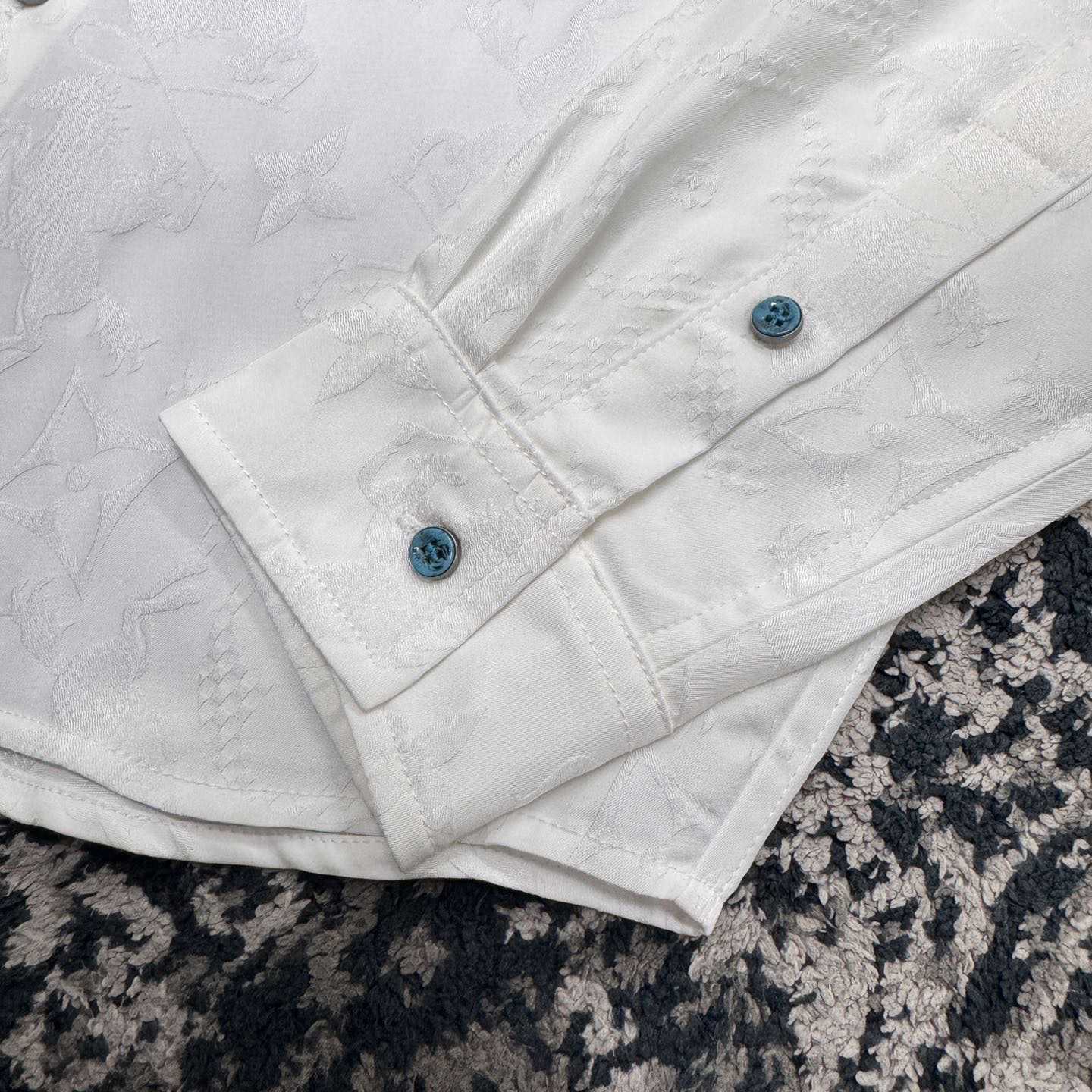 Louis Vuitton Long-Sleeved Jacquard Silk Shirt - FashionPlug
