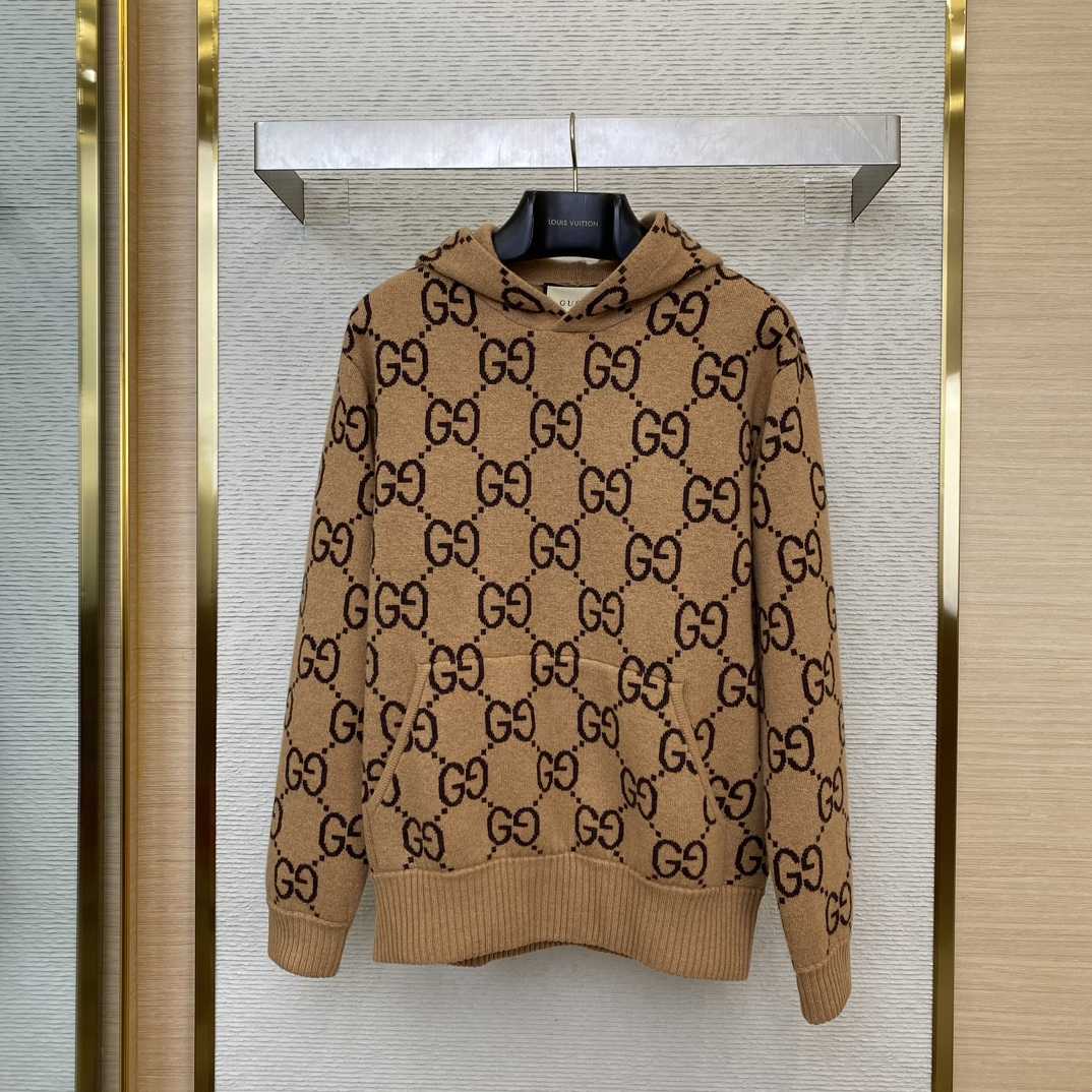 Gucci GG Wool Hooded Sweatshirt - FashionPlug