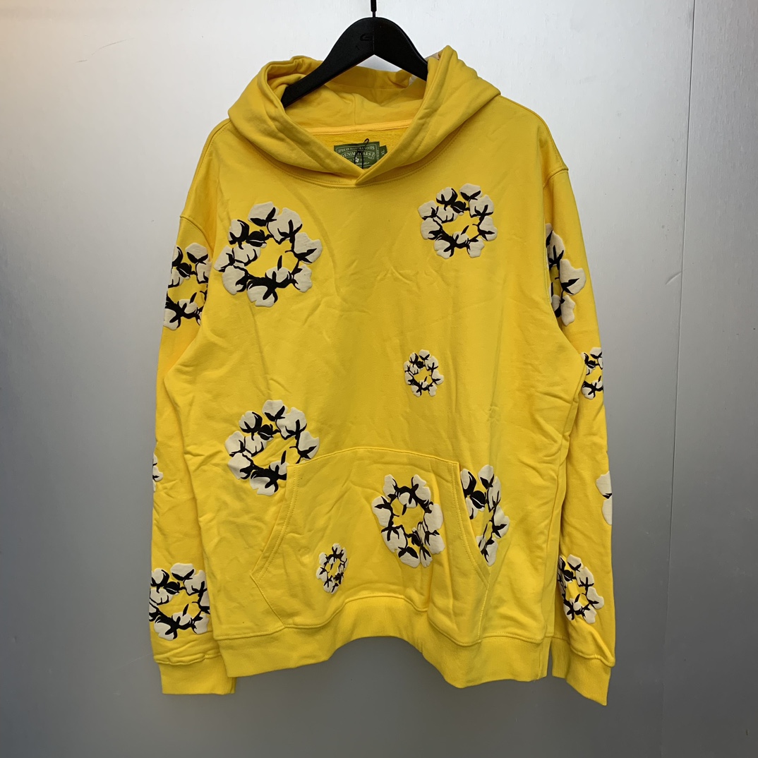 Denim Tears Cactus Tears Wreath Hoodie Yellow - FashionPlug