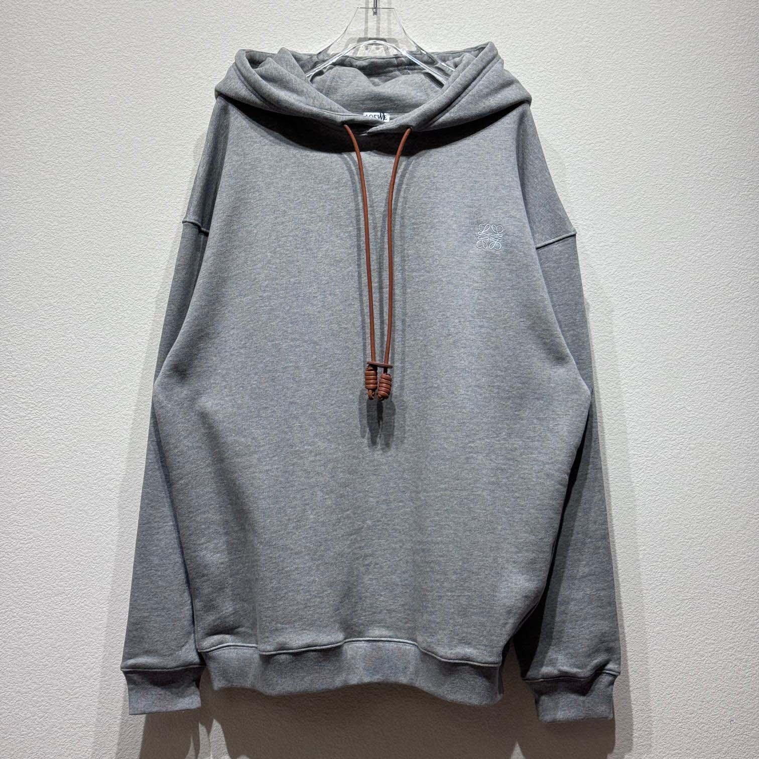 Loewe Relaxed fit Hoodie In Cotton Grey - FashionPlug