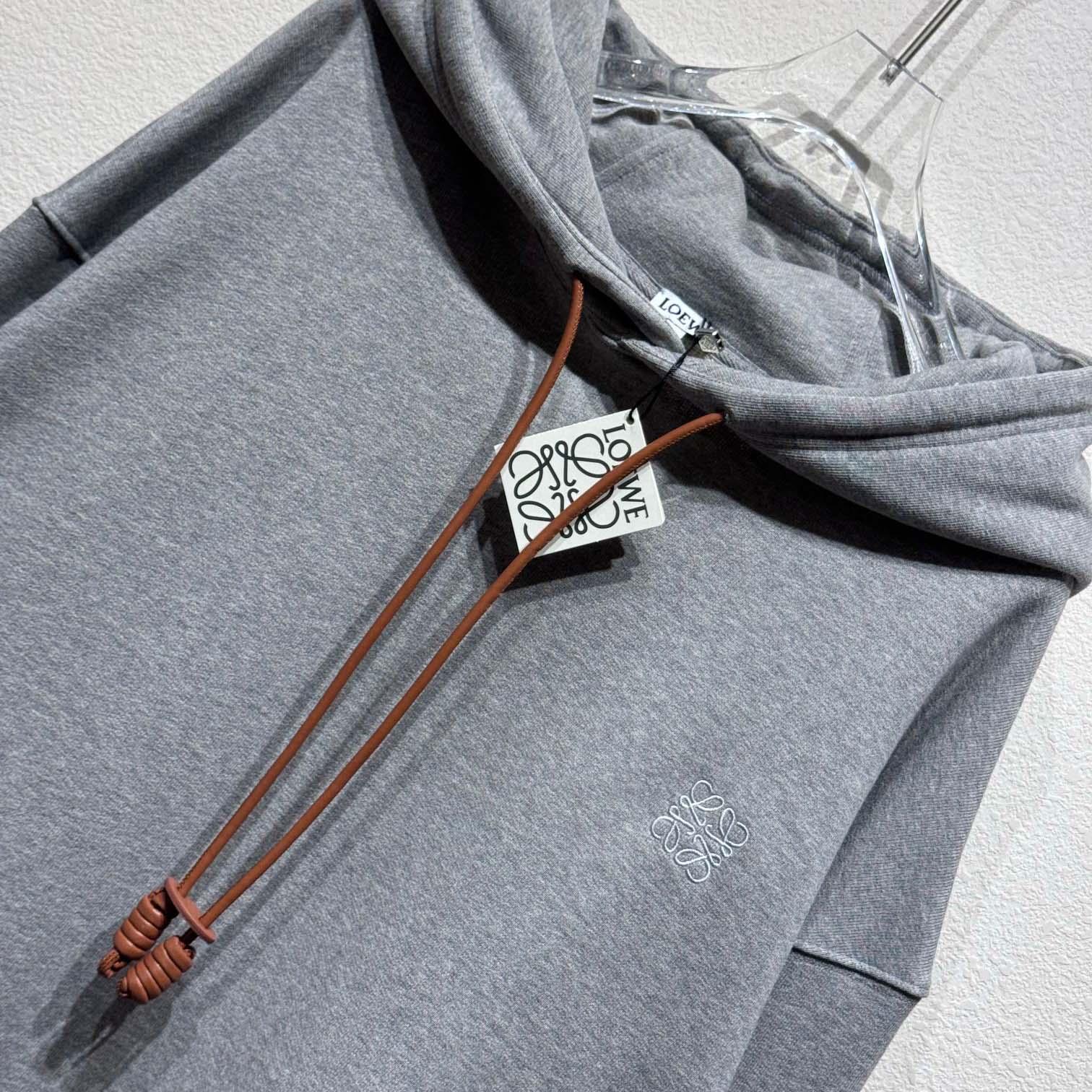 Loewe Relaxed fit Hoodie In Cotton Grey - FashionPlug