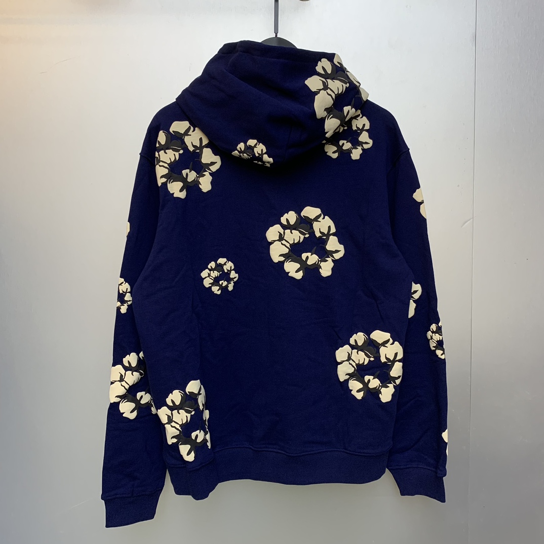 Denim Tears Cactus Tears Wreath Hoodie Navy - FashionPlug