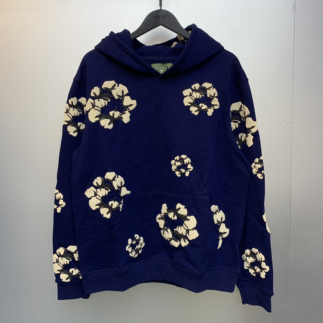 Denim Tears Cactus Tears Wreath Hoodie Navy - FashionPlug