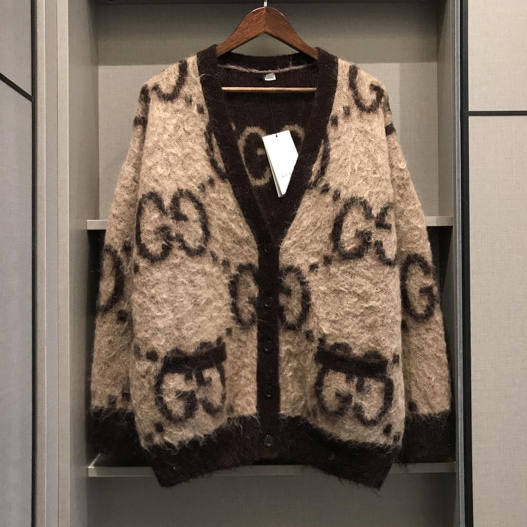 Gucci GG Wool Jacquard Cardigan  - FashionPlug