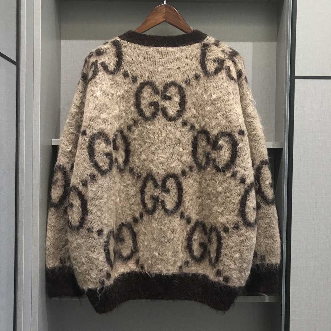 Gucci GG Wool Jacquard Cardigan  - FashionPlug