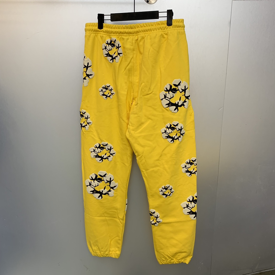Denim Tears Cactus Tears Wreath Sweatpants Yellow - FashionPlug
