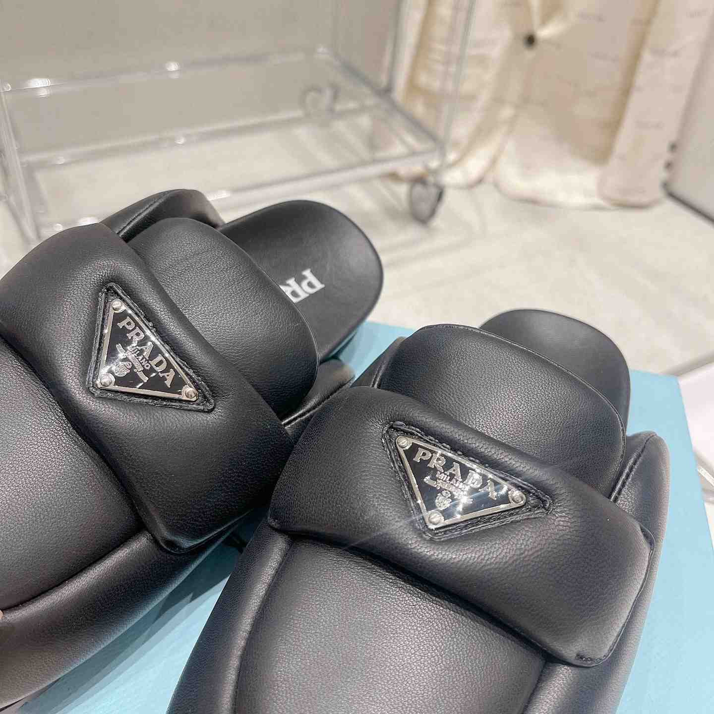 Prada Soft Padded Nappa Leather Sabots - FashionPlug