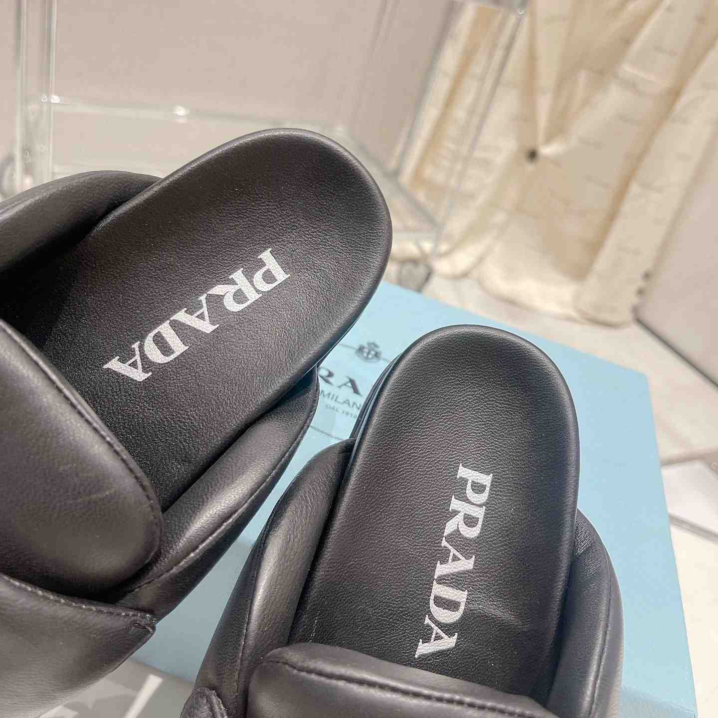 Prada Soft Padded Nappa Leather Sabots - FashionPlug