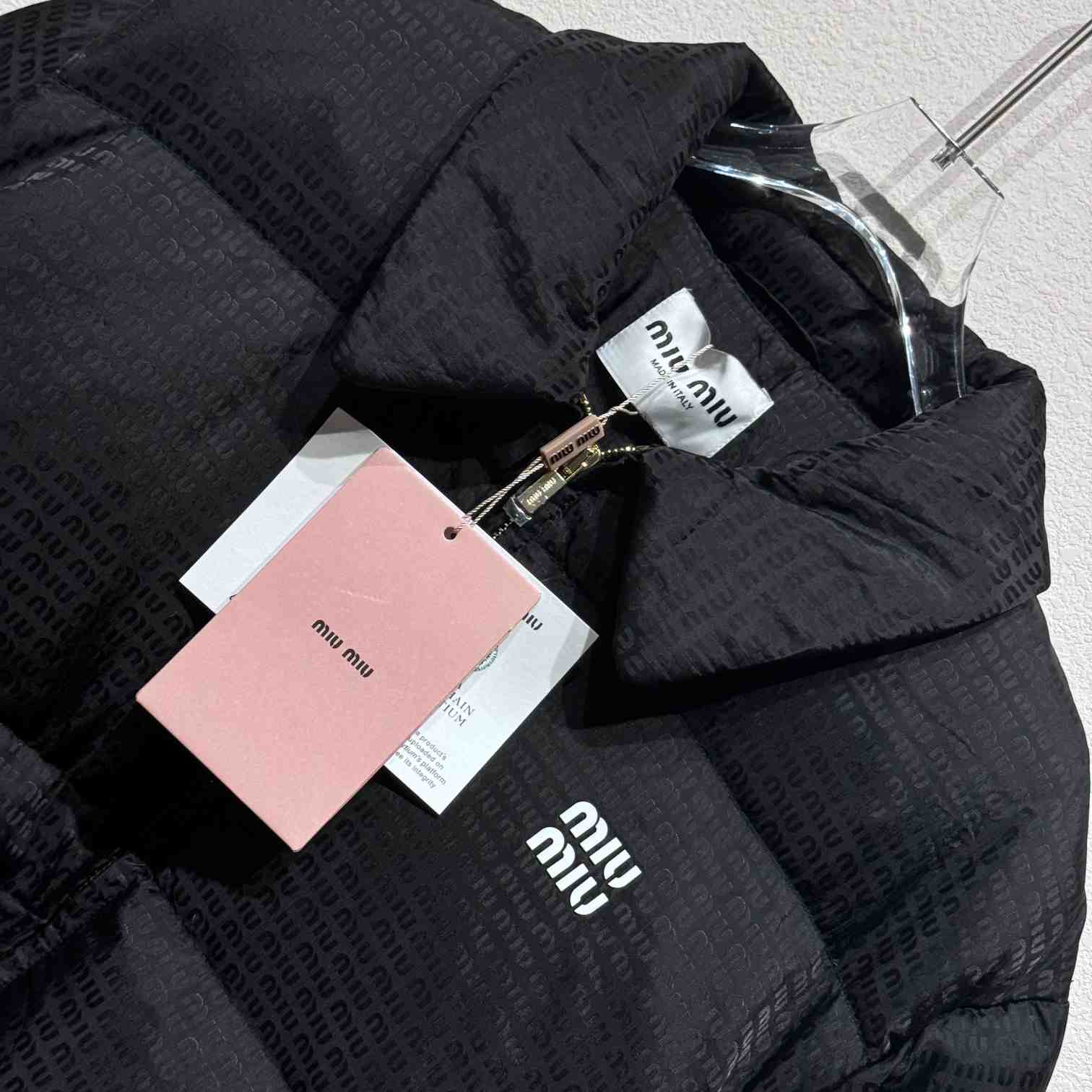 Miu Miu logo-appliqué puffer jacket  - FashionPlug