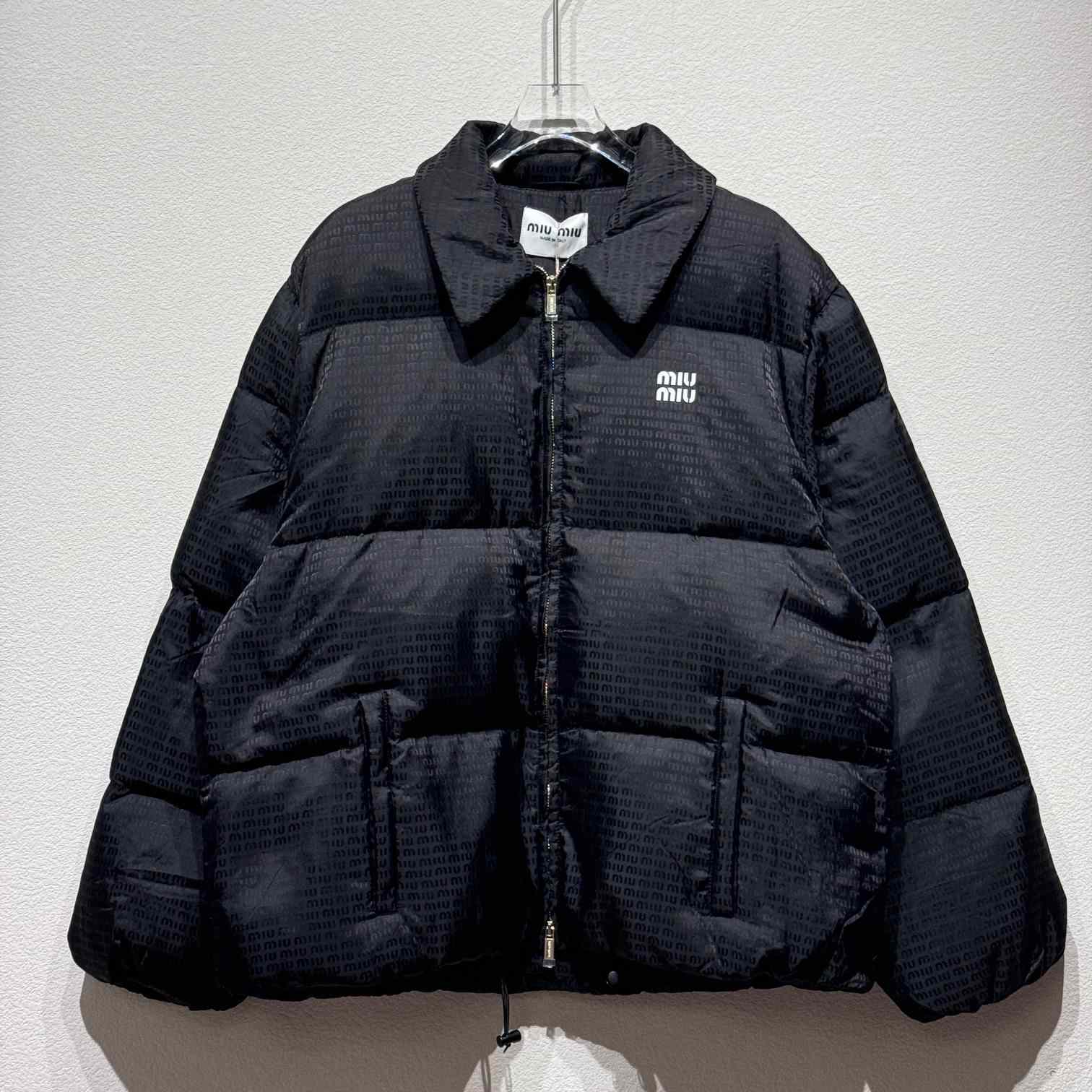 Miu Miu logo-appliqué puffer jacket  - FashionPlug
