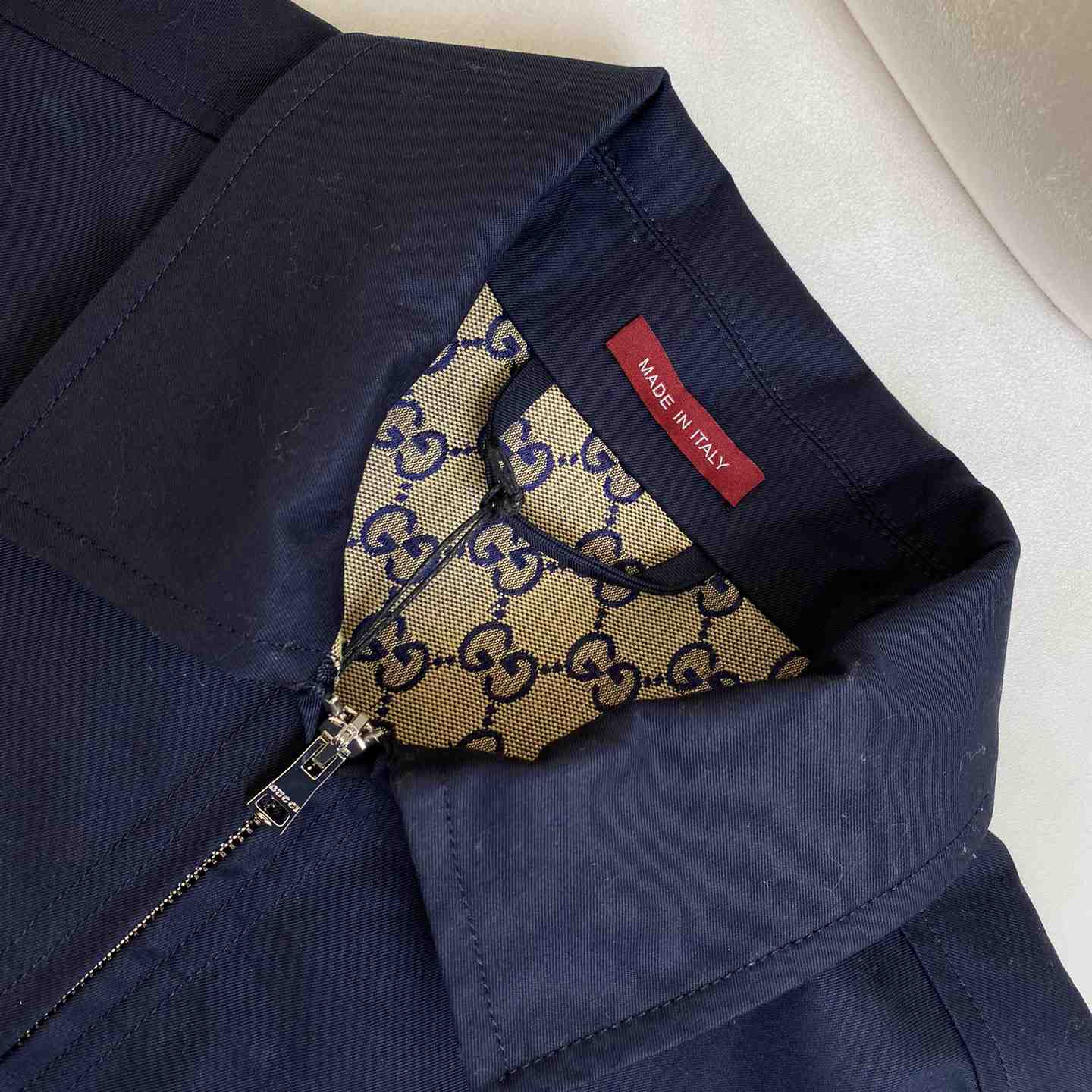 Gucci Cotton Twill Jacket With Web - FashionPlug