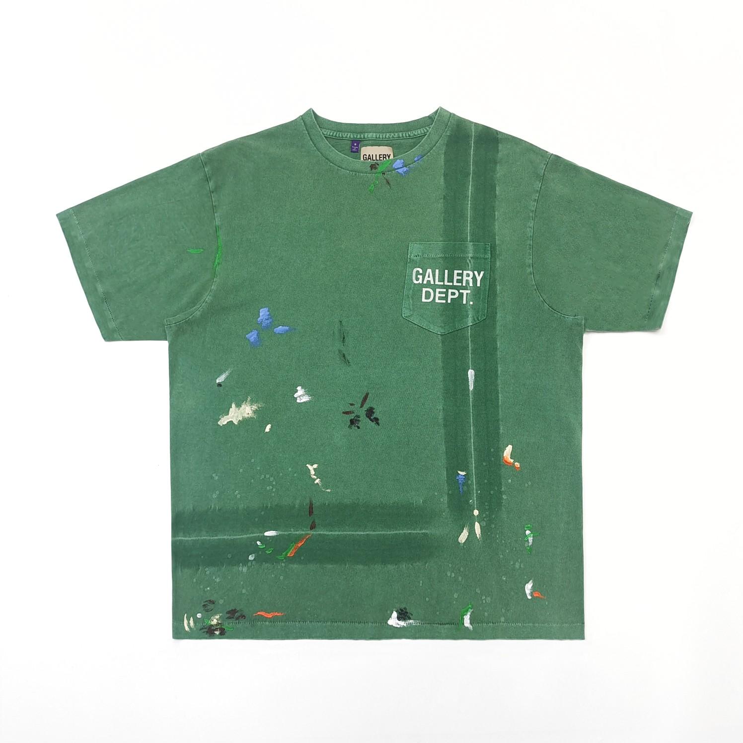 Gallery Dept Vintage Green Paint Splatter Logo T-Shirt - FashionPlug