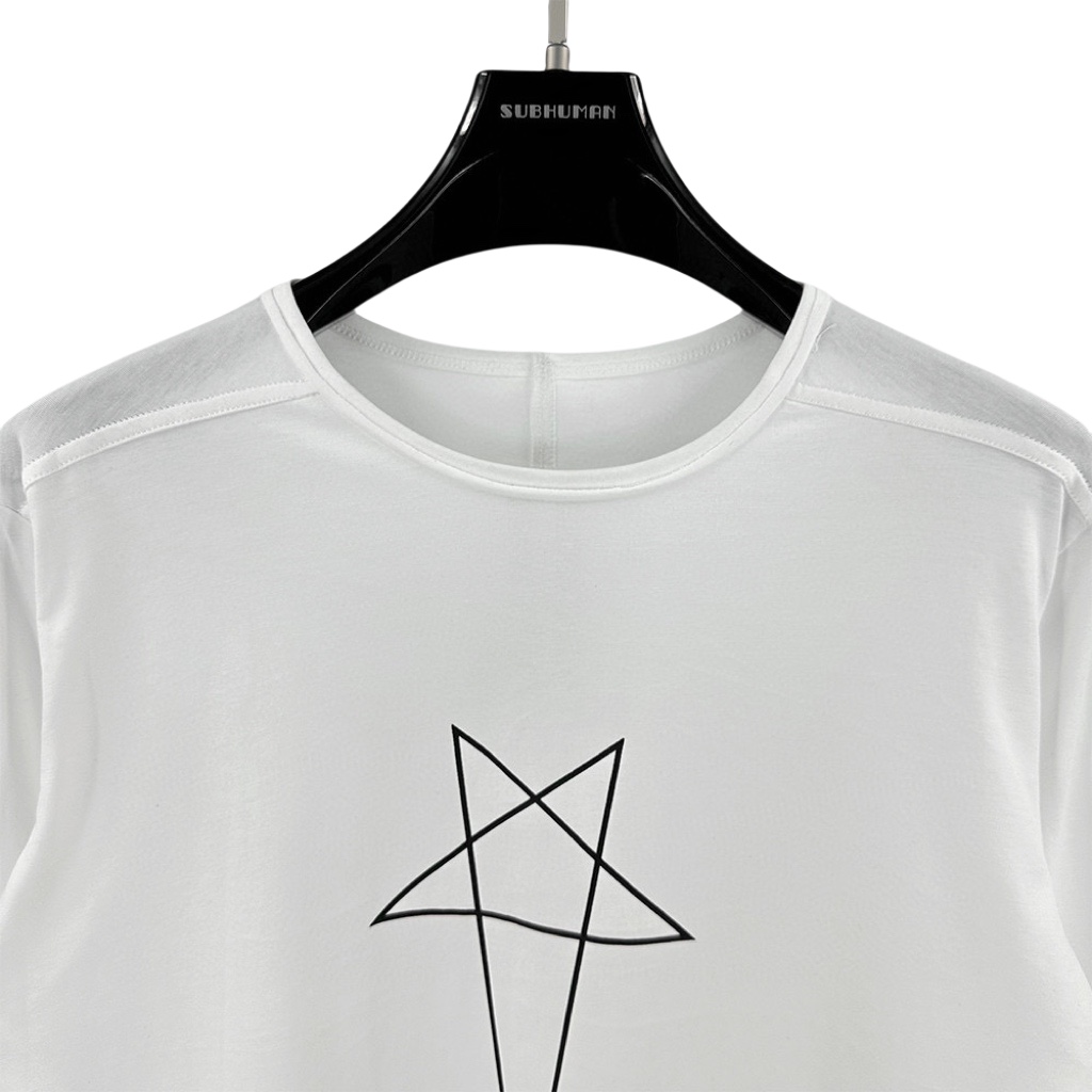 Rick Owens Level Pentagram-print Organic Cotton T-shirt - FashionPlug