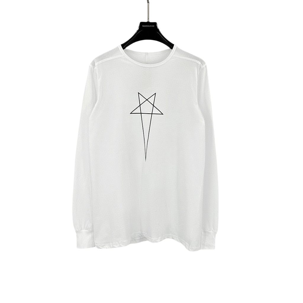 Rick Owens Level Pentagram-print Organic Cotton T-shirt - FashionPlug