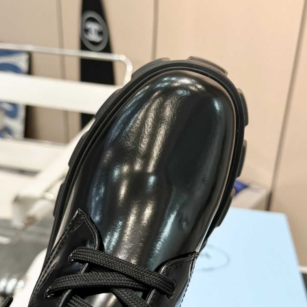 Prada Monolith Leather And Nylon Fabric Boots - FashionPlug