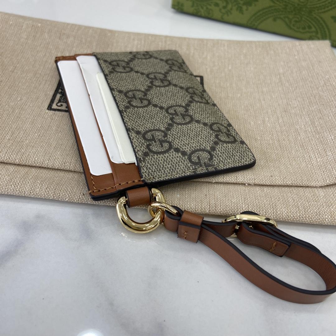 Gucci GG Emblem Card Case With Strap - FashionPlug