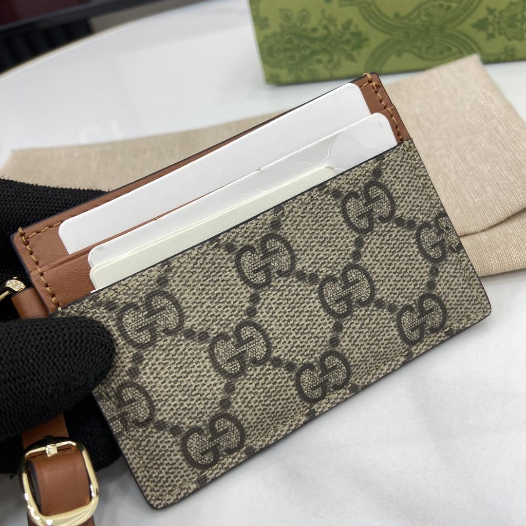 Gucci GG Emblem Card Case With Strap - FashionPlug