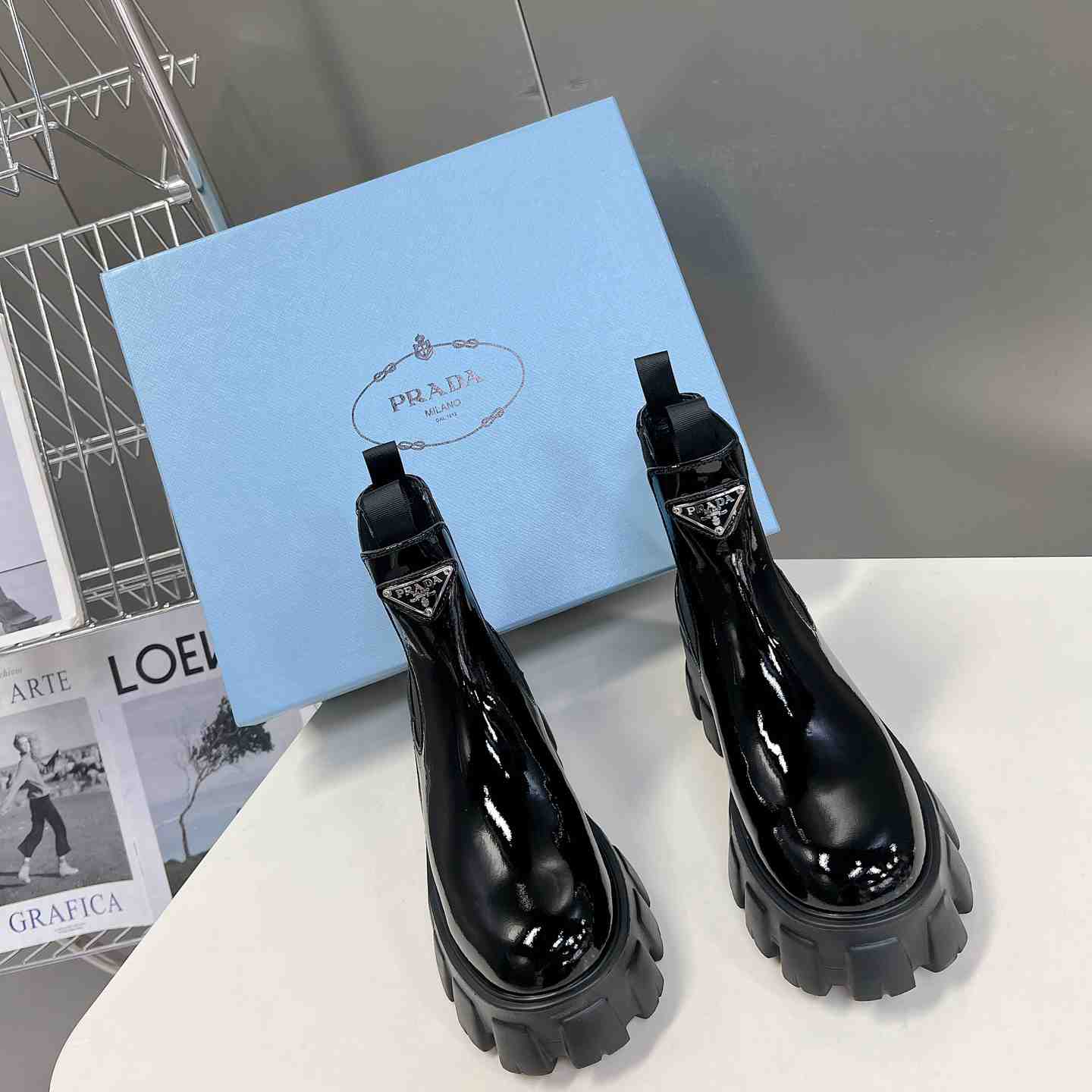 Prada Monolith Ankle Boots - FashionPlug