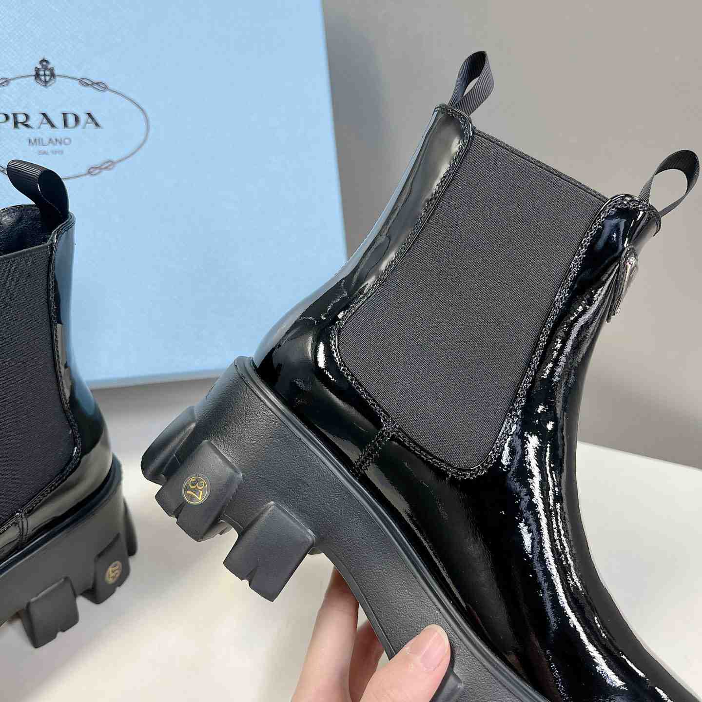 Prada Monolith Ankle Boots - FashionPlug